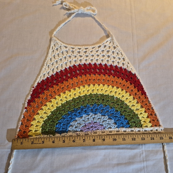 Colorful Crochet Rainbow Halter Top OS Boho - Picture 7 of 8